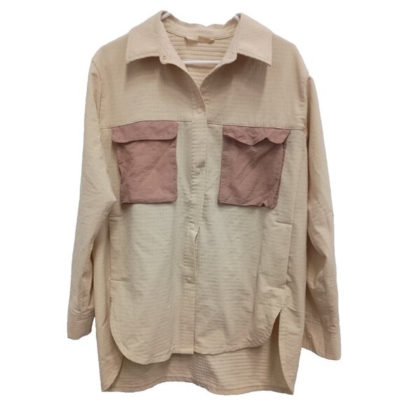 Lululemon Tops - Lululemon Womens Grid Fleece Hiking Overshirt Sz 8 Pink Clay Activewear Top